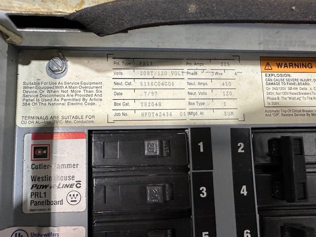 LOT OF 2 CUTLER HAMMER WESTINGHOUSE POW - R - LINE C PRL1 PANELBOARD - Second Life - Equipment - collection_name