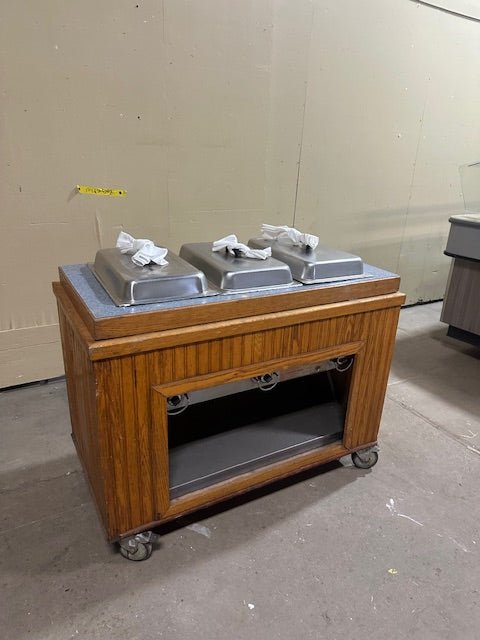 ****LOT OF 2*** HD COMMERCIAL (NSF) HOT & COLD BUFFET TABLES w/WOODEN TABLE TOPS - Bargains R Ours - #collection_name#