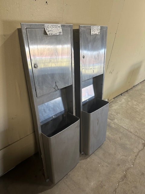 ***LOT OF 2*** MCKINNEY PARKER STAINLESS STEEL IN WALL PAPER TOWEL AND WASTE TRASH BASKET RECEPTACLE FOR COMMERCIAL USE+LOCKABLE - Bargains R Ours - #collection_name#