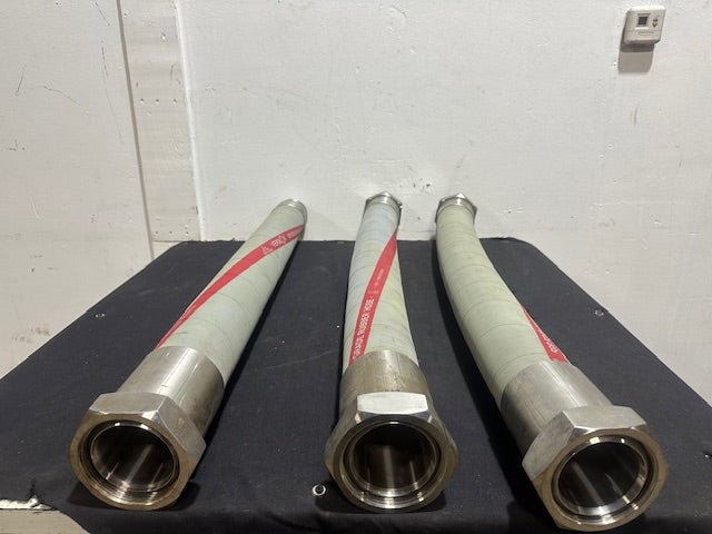 LOT OF 3 CLEVELAND 120" FOOD GRADE HOSE W/ STAINLESS STEEL CONNECTORS - Second Life - Equipment - collection_name