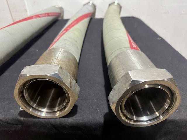 LOT OF 3 CLEVELAND 120" FOOD GRADE HOSE W/ STAINLESS STEEL CONNECTORS - Second Life - Equipment - collection_name