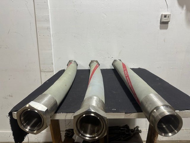 LOT OF 3 CLEVELAND 120" FOOD GRADE HOSE W/ STAINLESS STEEL CONNECTORS - Second Life - Equipment - collection_name