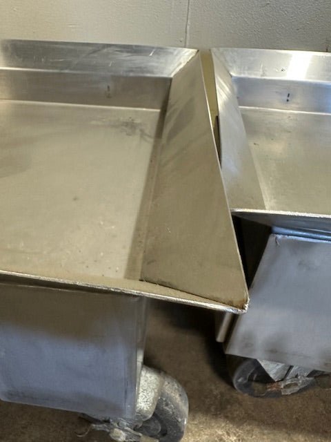 ***LOT OF 4*** STAINLESS STEEL GREASE CATCHER PANS ON DOLLY WITH SLIDE OUT PLATFORM DRAWER PANS ON 5" CASTERS - Bargains R Ours - #collection_name#