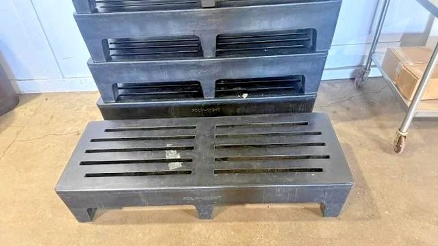 LOT OF 6 POLY MIGHT HEAVY DUTY 59"W x 22"D x 12"H COMMERCIAL DUNNAGE RACKS, 1750 LBS CAPACITY - Second Life - Equipment - collection_name