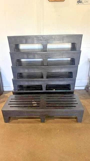 LOT OF 6 POLY MIGHT HEAVY DUTY 59"W x 22"D x 12"H COMMERCIAL DUNNAGE RACKS, 1750 LBS CAPACITY - Second Life - Equipment - collection_name