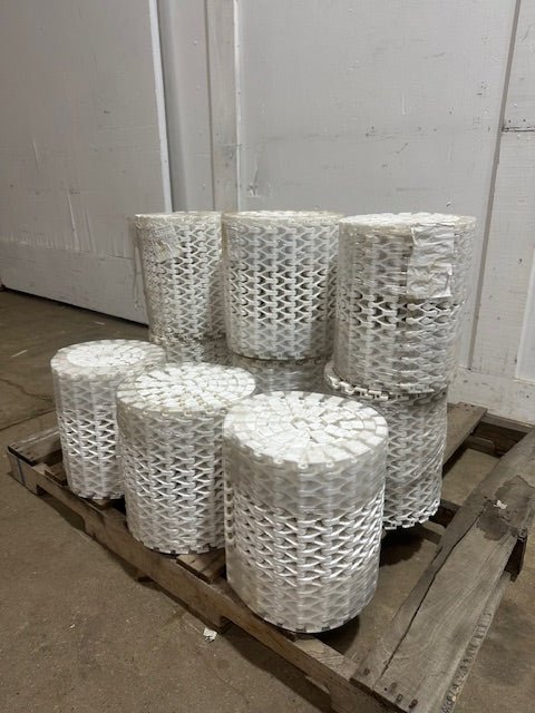 LOT OF 9* HABASIT M3843 TIGHT RADIUS FOOD GRADE CONVEYOR 11 3/4"W AND 80 - 121"L - Second Life - Equipment - collection_name