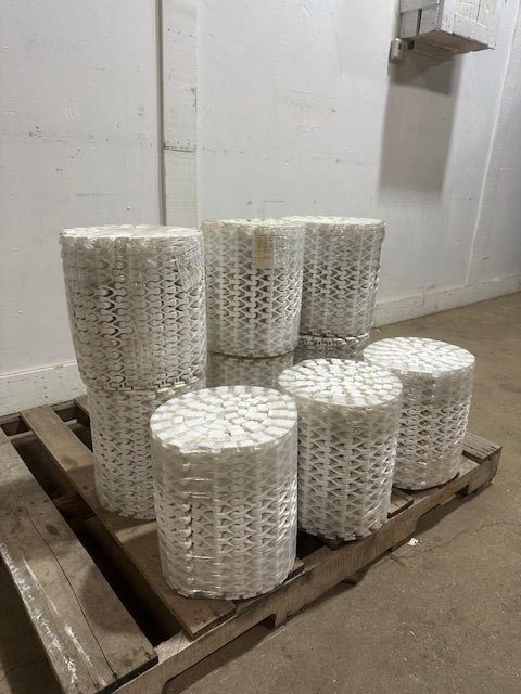 LOT OF 9* HABASIT M3843 TIGHT RADIUS FOOD GRADE CONVEYOR 11 3/4"W AND 80 - 121"L - Second Life - Equipment - collection_name