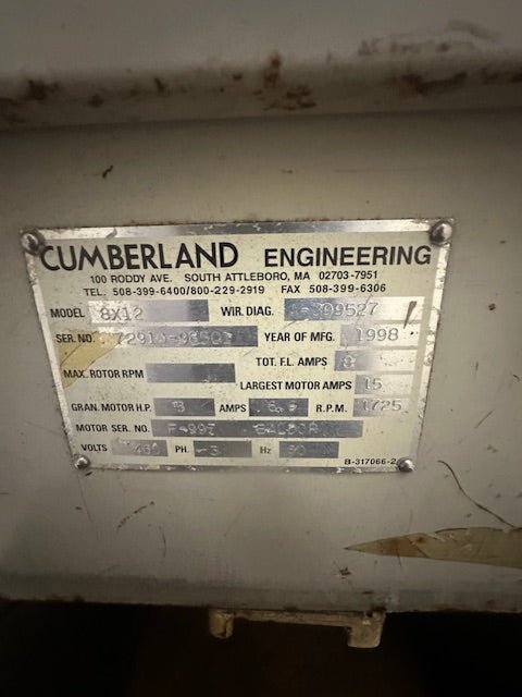 ***MECHANIC SPECIAL*** CUMBERLAND GRINDER/GRANULATOR 5HP MODEL 8X12 - Bargains R Ours - #collection_name#