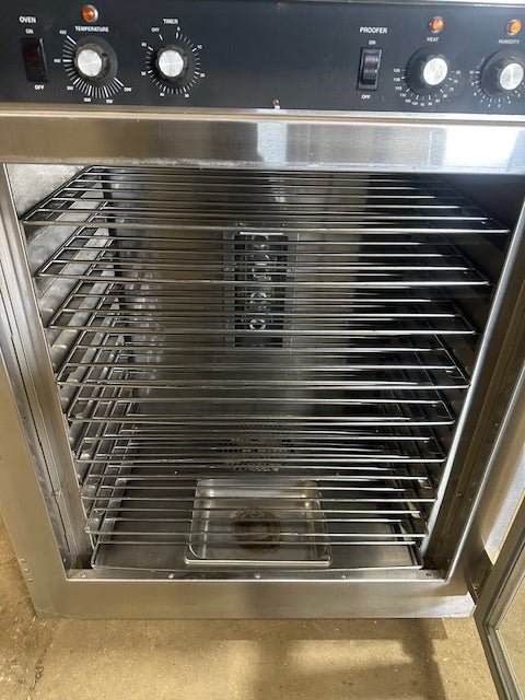 ***MECHANIC SPECIAL*** DUKE MANUFACTURING CO. ELECTRIC PH3 INTERIOR LIGHTED 2 IN 1 TOP OVEN AND BOTTOM HUMIDITY PROOFER STATION ON CASTERS - Bargains R Ours - #collection_name#