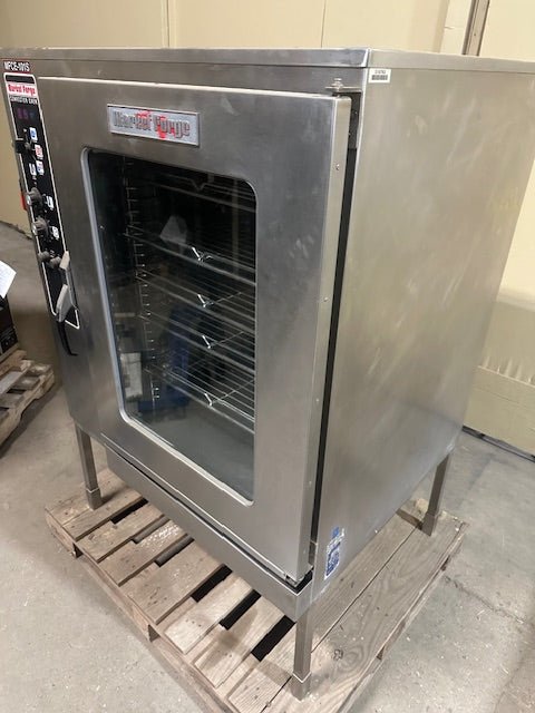 ***MECHANIC SPECIAL *** MARKET FORGE STAINLESS STEEL ELECTRIC GLASS DOOR STEAM/HOT AIR COMBINATION CONVECTION OVEN ON STAND 29 BRACKETS WITH 5 WIRED SHELF - Bargains R Ours - #collection_name#