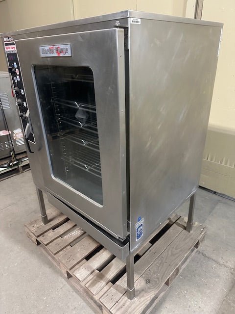 ***MECHANIC SPECIAL *** MARKET FORGE STAINLESS STEEL ELECTRIC GLASS DOOR STEAM/HOT AIR COMBINATION CONVECTION OVEN ON STAND 29 BRACKETS WITH 5 WIRED SHELF - Bargains R Ours - #collection_name#