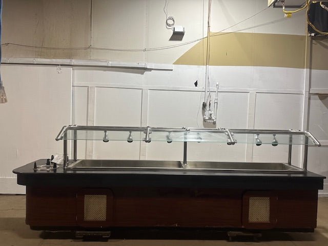 ***MECHANICS SPECIALS***REFRIGERATED SINGLE SIDE BUFFET BAR WITH DUAL PLATE DISPENSER & OVERHEAD LIGHTS - Bargains R Ours - #collection_name#