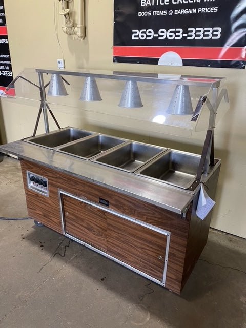 **MECHANICS SPECIALS**"VOLLRATH" 4 PAN BUFFET, 4 LIGHTS WITH DOUBLE SIDED SNEEZE GUARD - Bargains R Ours - #collection_name#