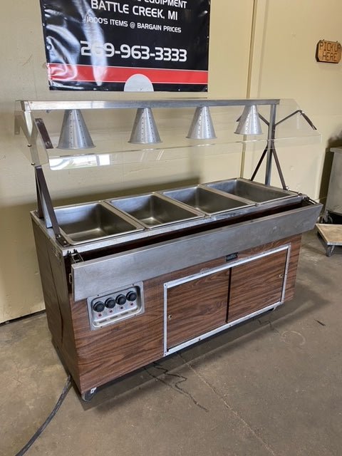 **MECHANICS SPECIALS**"VOLLRATH" 4 PAN BUFFET, 4 LIGHTS WITH DOUBLE SIDED SNEEZE GUARD - Bargains R Ours - #collection_name#