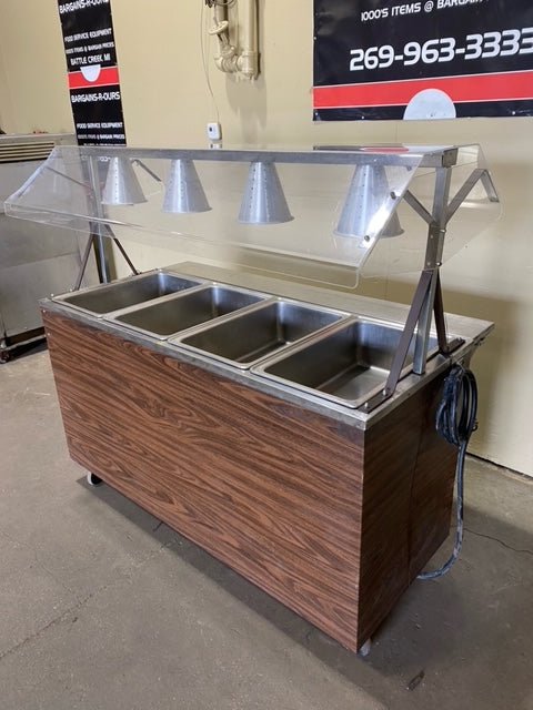 **MECHANICS SPECIALS**"VOLLRATH" 4 PAN BUFFET, 4 LIGHTS WITH DOUBLE SIDED SNEEZE GUARD - Bargains R Ours - #collection_name#