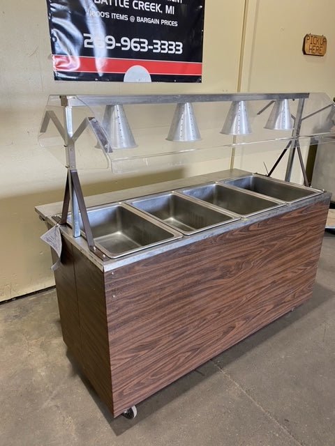 **MECHANICS SPECIALS**"VOLLRATH" 4 PAN BUFFET, 4 LIGHTS WITH DOUBLE SIDED SNEEZE GUARD - Bargains R Ours - #collection_name#