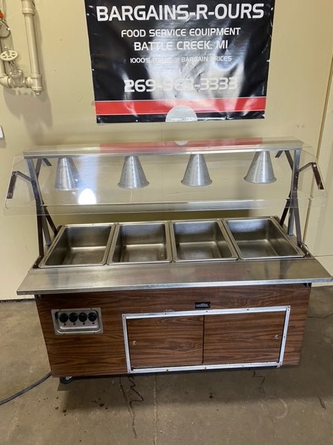 **MECHANICS SPECIALS**"VOLLRATH" 4 PAN BUFFET, 4 LIGHTS WITH DOUBLE SIDED SNEEZE GUARD - Bargains R Ours - #collection_name#