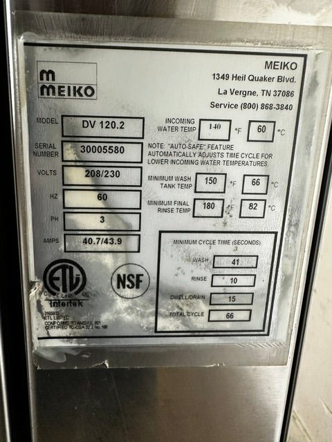 MEIKO MODEL DV 120.2 ELECTRIC 3PH HIGH-TEMP STAINLESS STEEL COMMERCIAL DISHWASHER - Second Life-Equipment-collection_name