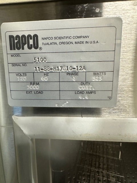"NAPCO 5100" H.D WATER - JACKETED CO2 INCUBATOR. 120V, 1PH, 3000 RPM - Second Life - Equipment - collection_name