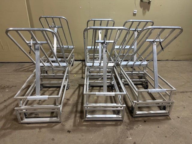 NEW AGE **LOT OF 6** HEAVY DUTY COMMERCIAL PRODUCE BAKERY ALUMINUM DISPLAY RACK ON CASTERS - FOLD ABLE - Bargains R Ours - #collection_name#