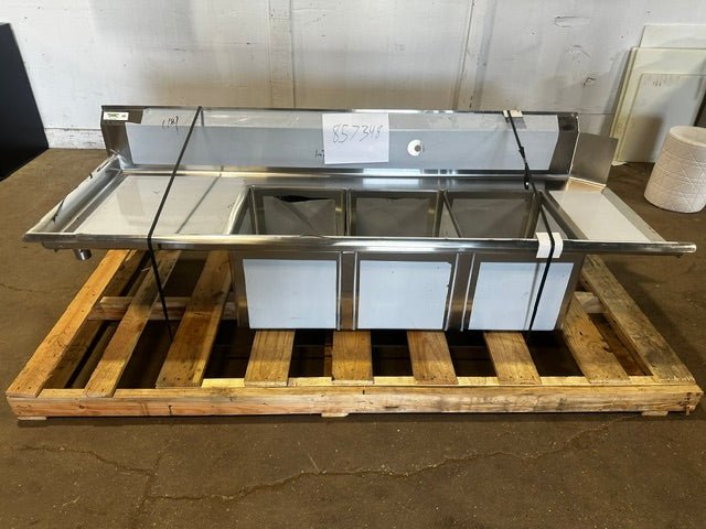 NEW OPEN BOX REGENCY 84"W x 30"D LEFT SIDE COMMERCIAL 3 COMPARTMENT SINK - Second Life-Equipment-collection_name