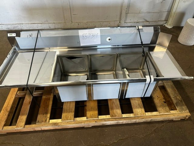 NEW OPEN BOX REGENCY 84"W x 30"D LEFT SIDE COMMERCIAL 3 COMPARTMENT SINK - Second Life-Equipment-collection_name