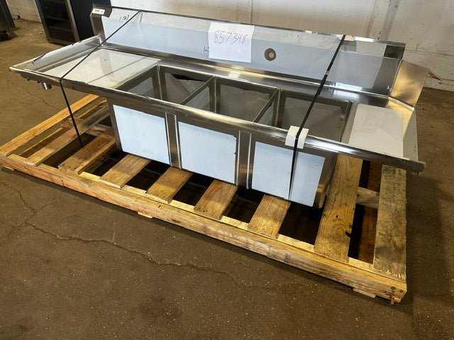 NEW OPEN BOX REGENCY 84"W x 30"D LEFT SIDE COMMERCIAL 3 COMPARTMENT SINK - Second Life-Equipment-collection_name