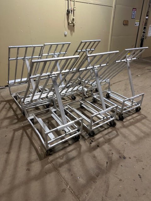 Rooling Produce Racks NEWAGE 5 ***LOT OF 6*** HEAVY DUTY ALUMINUM ROLLING PRODUCE MERCHANDIS ...