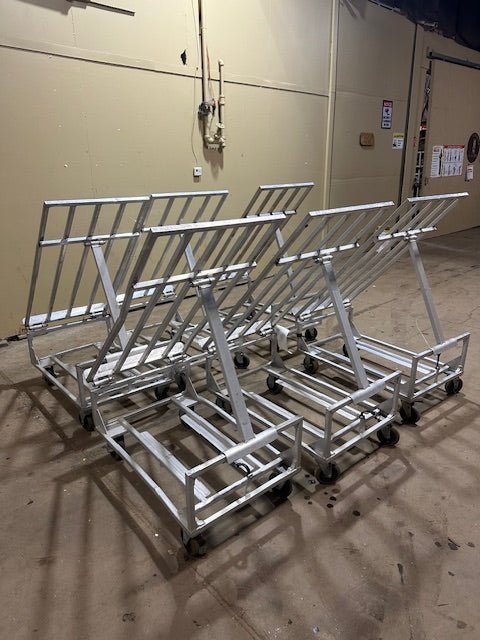 Rooling Produce Racks NEWAGE 5 ***LOT OF 6*** HEAVY DUTY ALUMINUM ROLLING PRODUCE MERCHANDIS ...