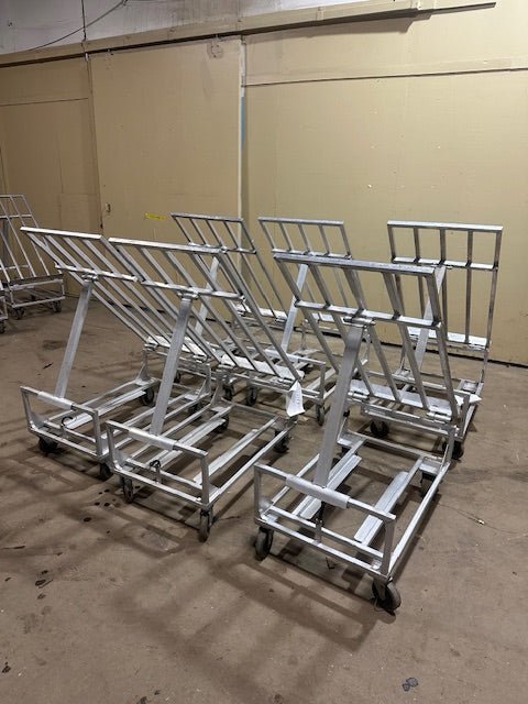 NEWAGE 5 ***LOT OF 6*** HEAVY DUTY ALUMINUM ROLLING PRODUCE MERCHANDISER DISPLAY RACK - Bargains R Ours - #collection_name#