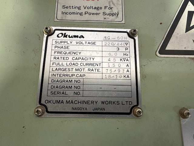 OKUMA MACHINERY WORKS HIGH VOLTAGE INDUSTRIAL ELECTRICAL CONTROL PANEL - Second Life - Equipment - collection_name