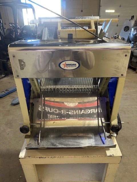 OMCAN FOOD MACHINERY BREAD SLICER WITH STAND 1/2" THICKNESS SLICE - BRUSH AND PRESS INCLUDED - Bargains R Ours - #collection_name#