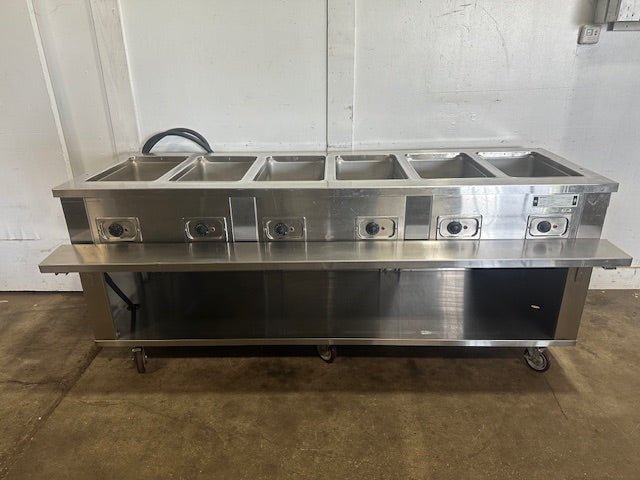 "PIPER PRODUCTS 6HF" COMMERCIAL 6 WELL FULL SERVICE HOT FOOD SERVING TABLE, 1PH - Second Life - Equipment - collection_name