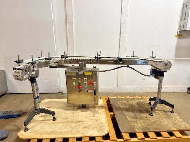 POWER FLEXLINK 90 DEGREE CONNER TURN FOOD GRADE 4"W x 90"L POWER CONVEYOR WITH MANUAL - Second Life - Equipment - collection_name