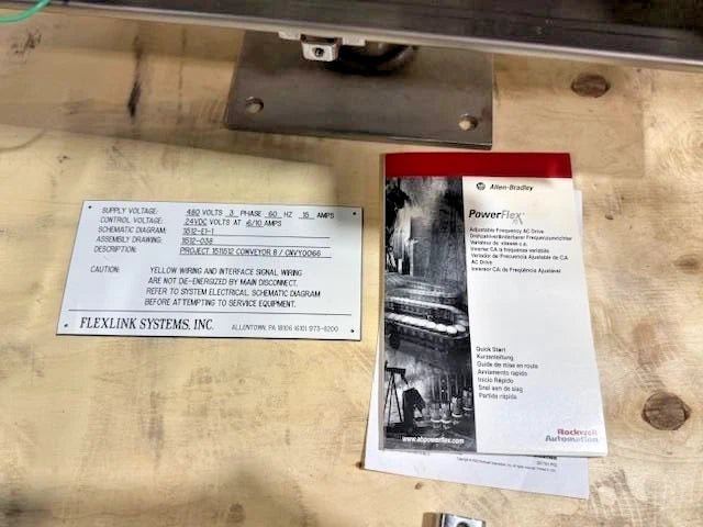 POWER FLEXLINK 90 DEGREE CONNER TURN FOOD GRADE 4"W x 90"L POWER CONVEYOR WITH MANUAL - Second Life - Equipment - collection_name