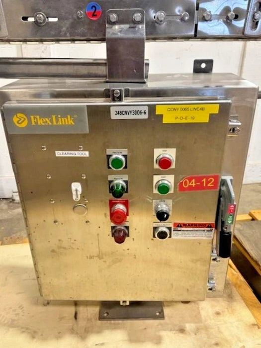 POWER FLEXLINK 90 DEGREE CONNER TURN FOOD GRADE 4"W x 90"L POWER CONVEYOR WITH MANUAL - Second Life - Equipment - collection_name