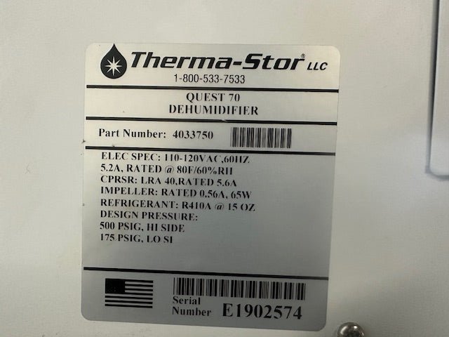 "QUEST 70"110 - 120 V 1 PH DEHUMIDIFIER 4033750 - WHITE - Second Life - Equipment - collection_name