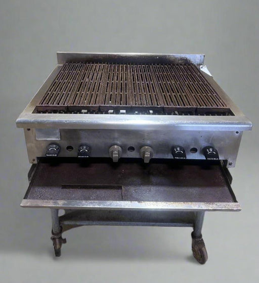 RANKIN DELUX NATURAL GAS CHARBROIL GRILL 6 BURNER, ON ROLLING TABLE COUNTER TOP STYLE BROILER - Bargains R Ours - #collection_name#