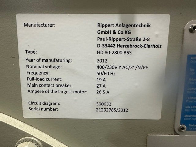 RIPPERT ANLAGENTECHNIK HD80 - 2800 B5S 400/230v 3ph INDUSTRIAL EXTRACTION FAN - Second Life - Equipment - collection_name