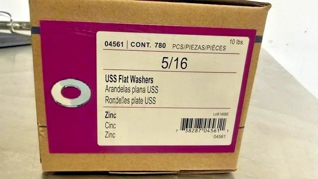 APPX 780 OR 10LBS OF MIDWEST # 04561 ZINC PLATED STEEL WASHERS OD 7/8", ID 5/16"