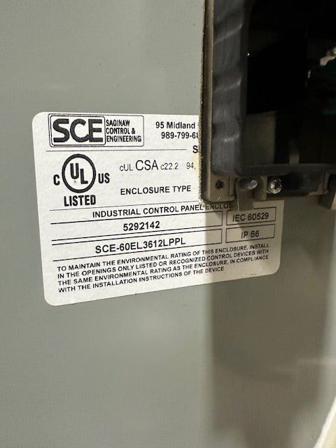 SCE - 60EL3612LPPL Industrial Control Panel Enclosure 72"H x 36"W x 14"D - Second Life - Equipment - collection_name