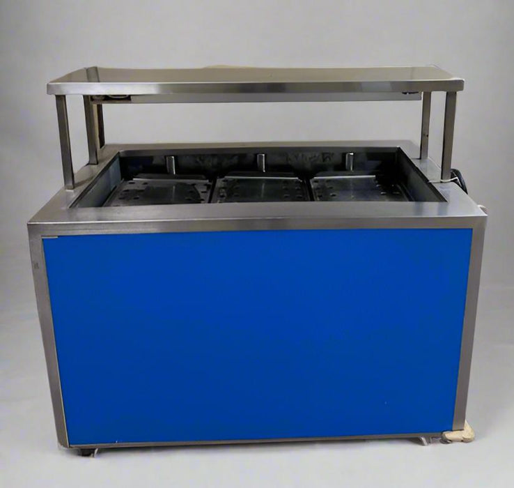 SHELLEYMATIC HOT FOOD WARMER BUFFET CART WITH OVER HEAD WARMER LIGHT SPRING TYPE AUTO LIFT - ON CASTERS - Bargains R Ours - #collection_name#