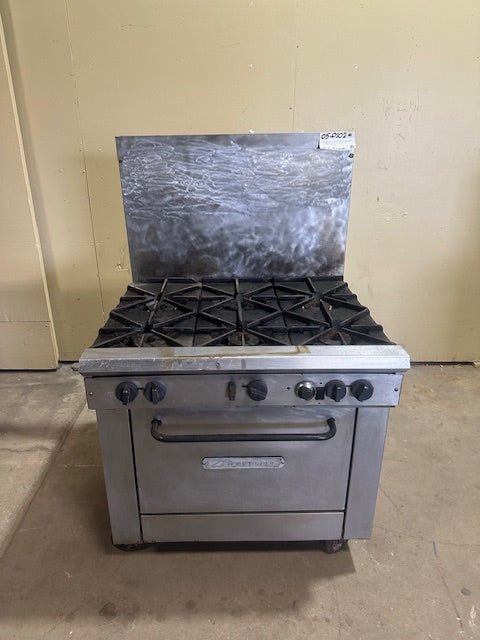 SOUTHBEND STAINLESS STEEL NATURAL GAS 6 BURNER BUILT IN STOVE WITH OVEN ON CASTERS - Bargains R Ours - #collection_name#