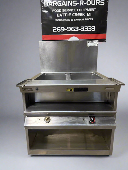 S/S HEATED KITCHEN LINE SERVING 2 HEATED HOT WELLS STEAM TABLE STATION - Bargains R Ours - #collection_name#