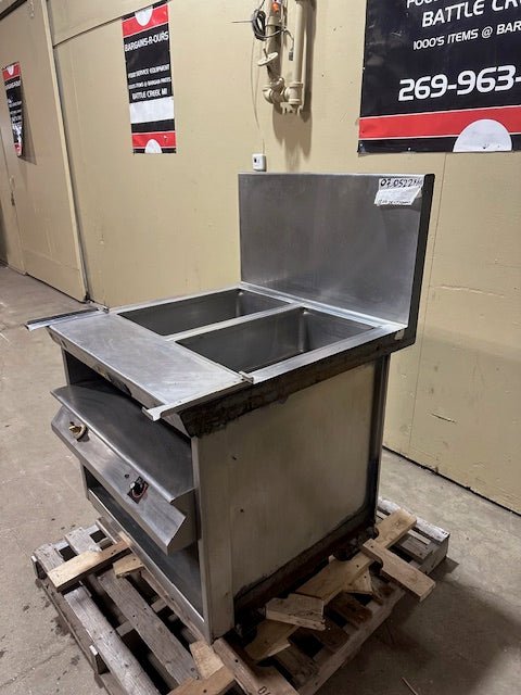 S/S HEATED KITCHEN LINE SERVING 2 HEATED HOT WELLS STEAM TABLE STATION - Bargains R Ours - #collection_name#