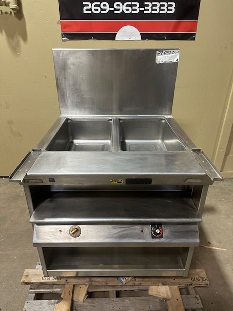 S/S HEATED KITCHEN LINE SERVING 2 HEATED HOT WELLS STEAM TABLE STATION - Bargains R Ours - #collection_name#