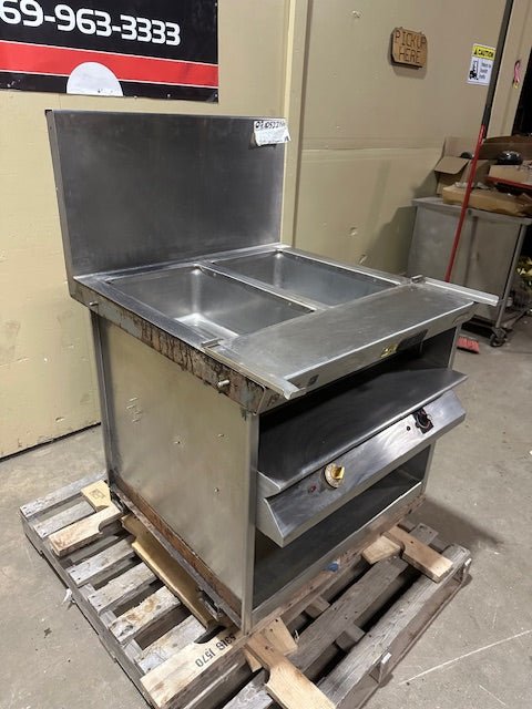 S/S HEATED KITCHEN LINE SERVING 2 HEATED HOT WELLS STEAM TABLE STATION - Bargains R Ours - #collection_name#