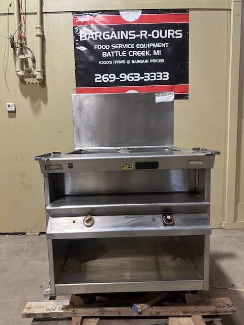 S/S HEATED KITCHEN LINE SERVING 2 HEATED HOT WELLS STEAM TABLE STATION - Bargains R Ours - #collection_name#