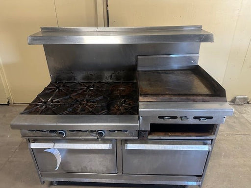 STAINLESS STEEL NATURAL GAS 6 BURNER 1 GRIDDLE/GRILL DOUBLE OVEN COMBO - Bargains R Ours - #collection_name#