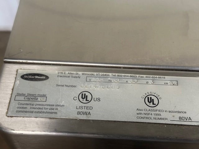 "STELLAR STEAM CAPELLA 6"208V H.D COMMERCIAL PRESSURELESS STEAM COOKER W/STAND - Second Life - Equipment - collection_name